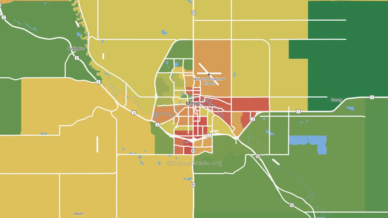 Minot, ND Map of Drug-Related Crime Rates