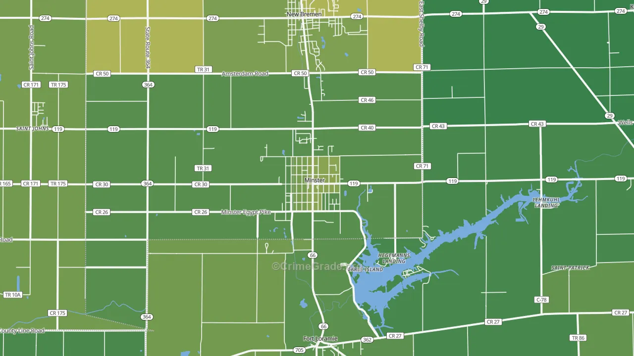 Minster, OH Map of Drug-Related Crime Rates