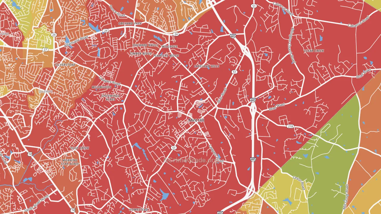 Mint Hill, NC Map of Drug-Related Crime Rates