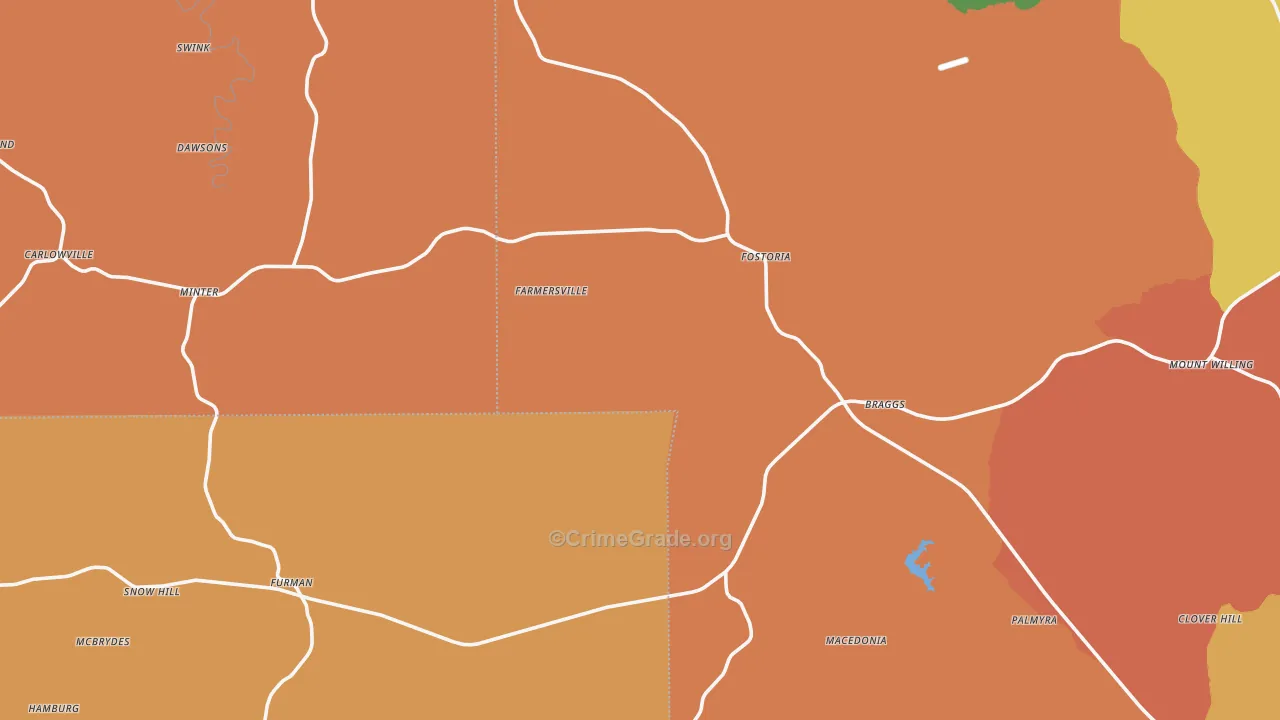 Minter, AL Map of Drug-Related Crime Rates