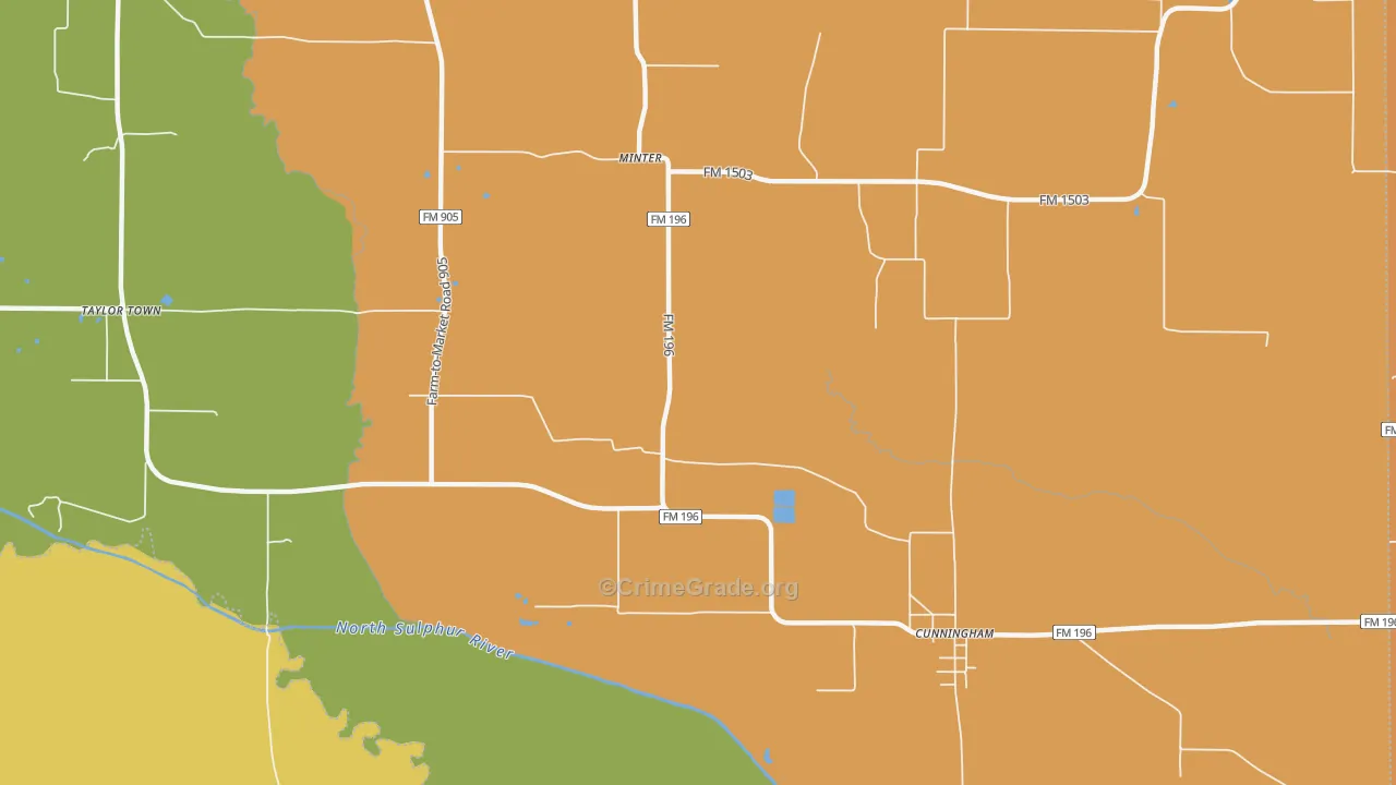 Minter, TX Map of Drug-Related Crime Rates