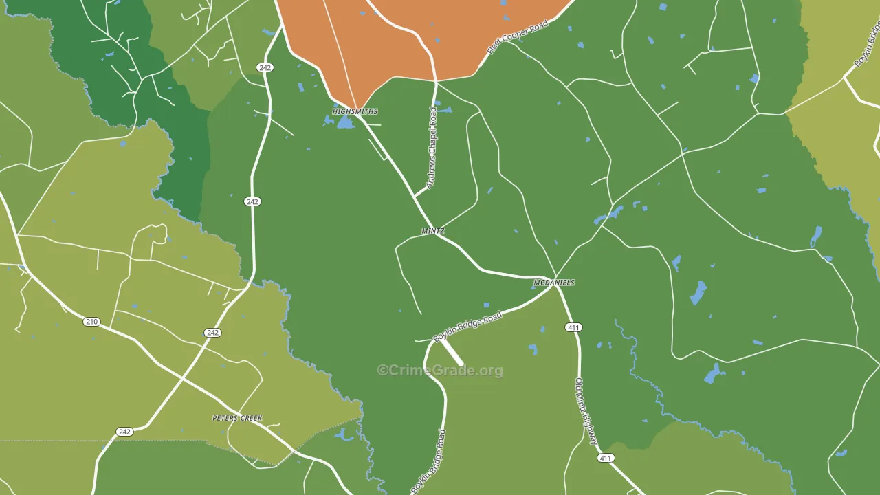 Mintz, NC Map of Drug-Related Crime Rates
