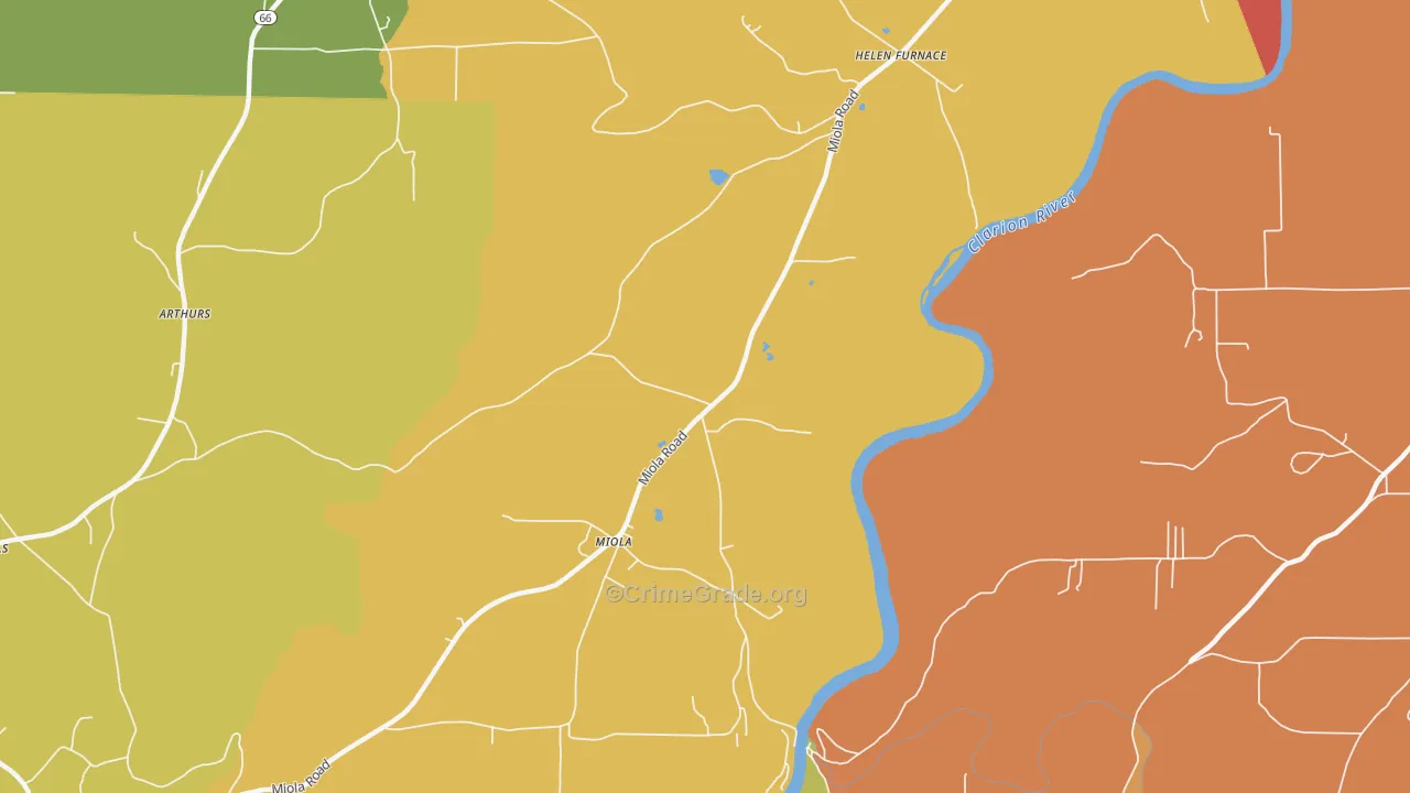 Miola, PA Map of Drug-Related Crime Rates