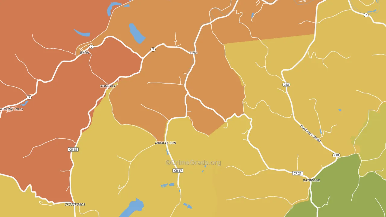 Miracle Run, WV Map of Drug-Related Crime Rates