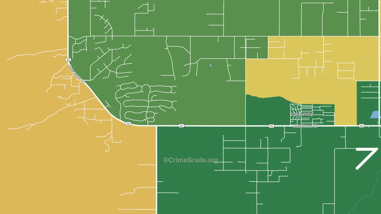 Miracle Valley, AZ Map of Drug-Related Crime Rates