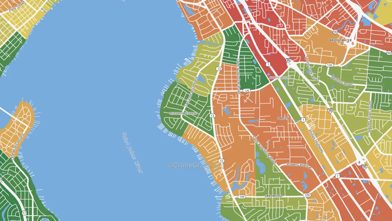 Miramar, Jacksonville, FL Map of Drug-Related Crime Rates