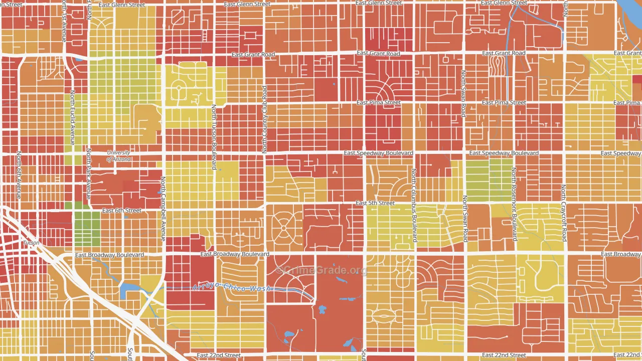 Miramonte, Tucson, AZ Map of Drug-Related Crime Rates