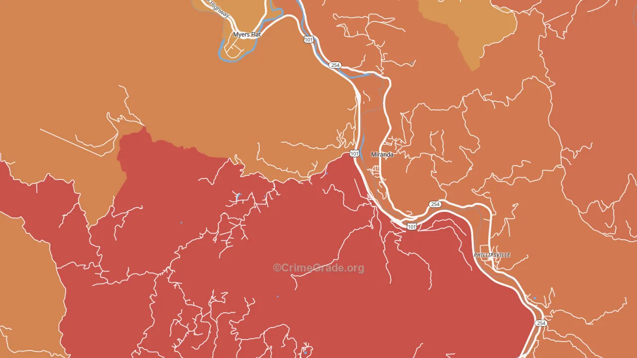 Miranda, CA Map of Drug-Related Crime Rates