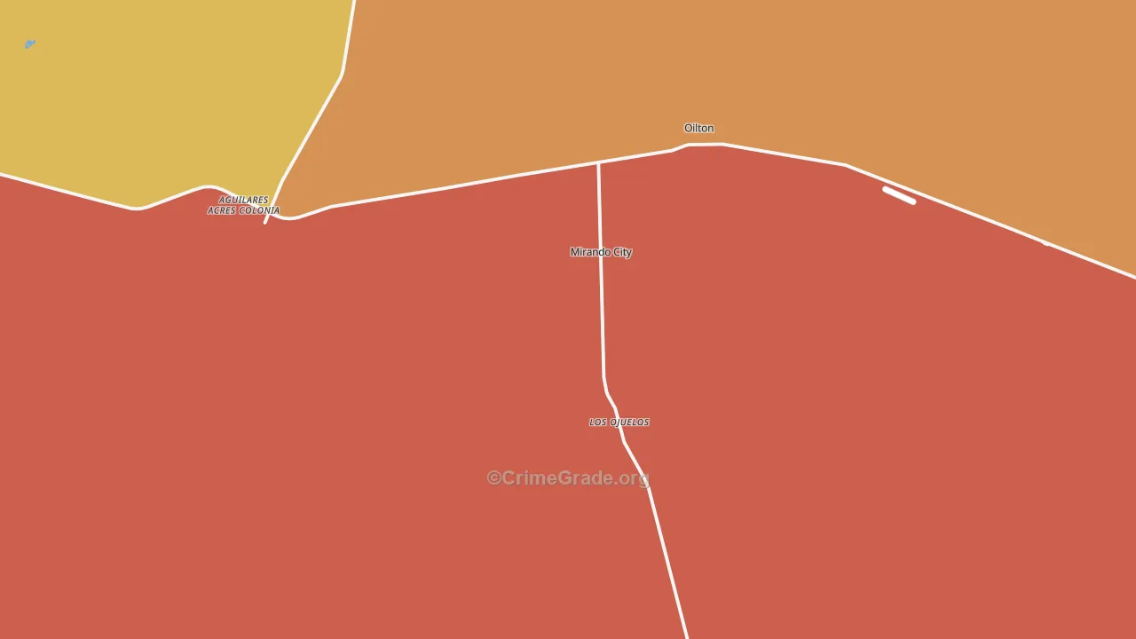 Mirando City, TX Map of Drug-Related Crime Rates