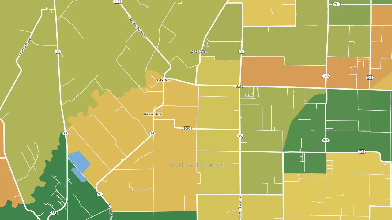 Mire, LA Map of Drug-Related Crime Rates