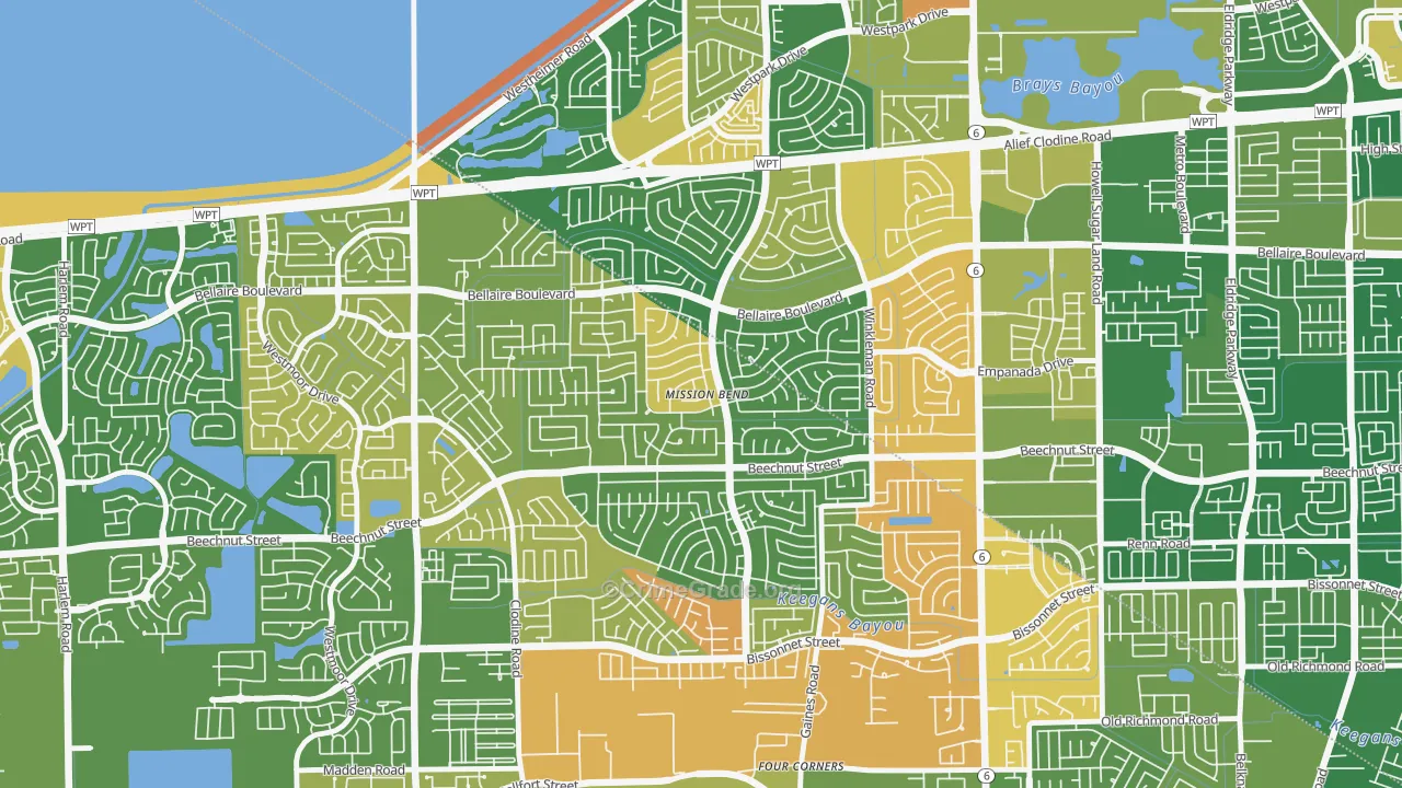Mission Bend, TX Map of Drug-Related Crime Rates