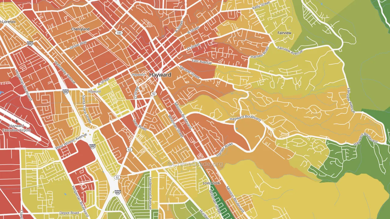 Mission-Foothill, Hayward, CA Map of Drug-Related Crime Rates
