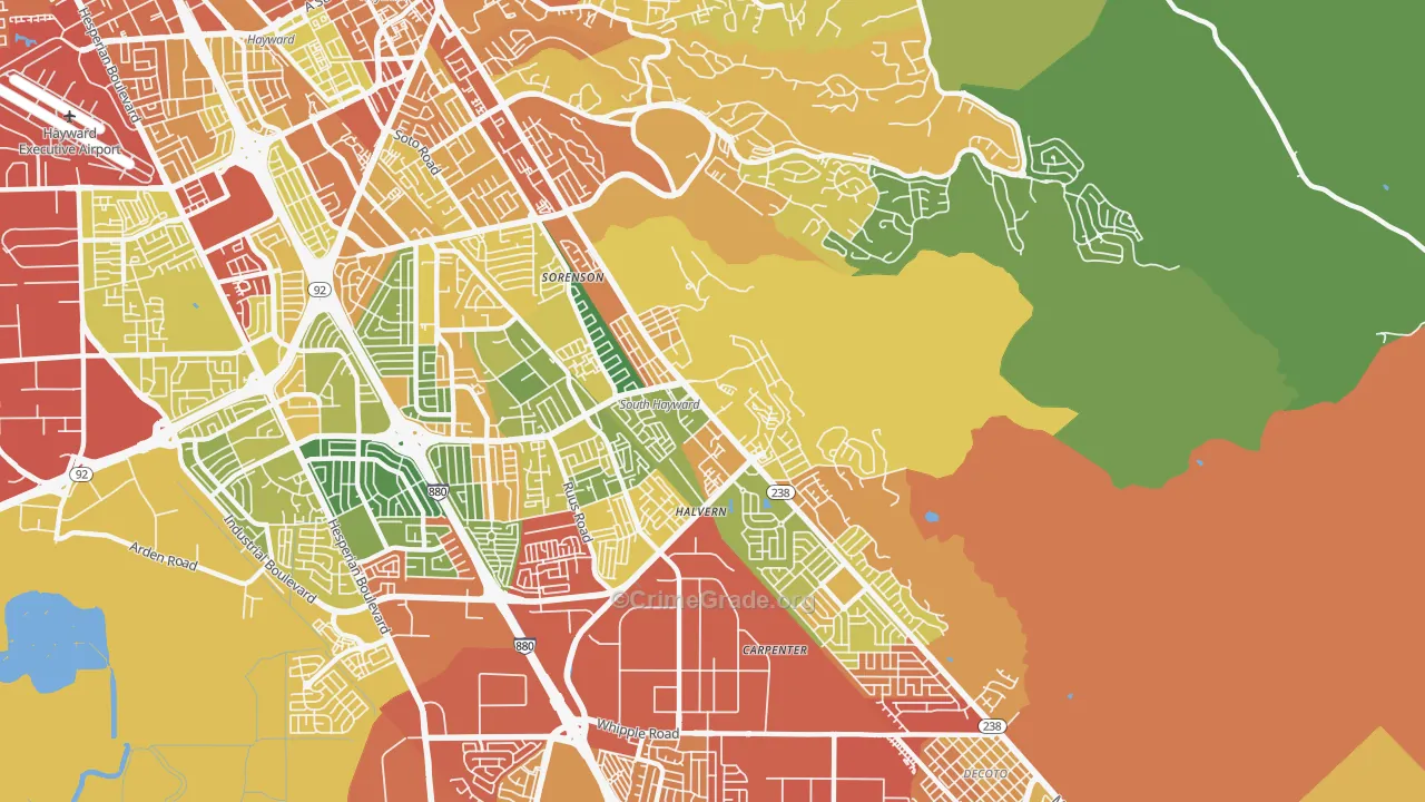 Mission-Garin, Hayward, CA Map of Drug-Related Crime Rates