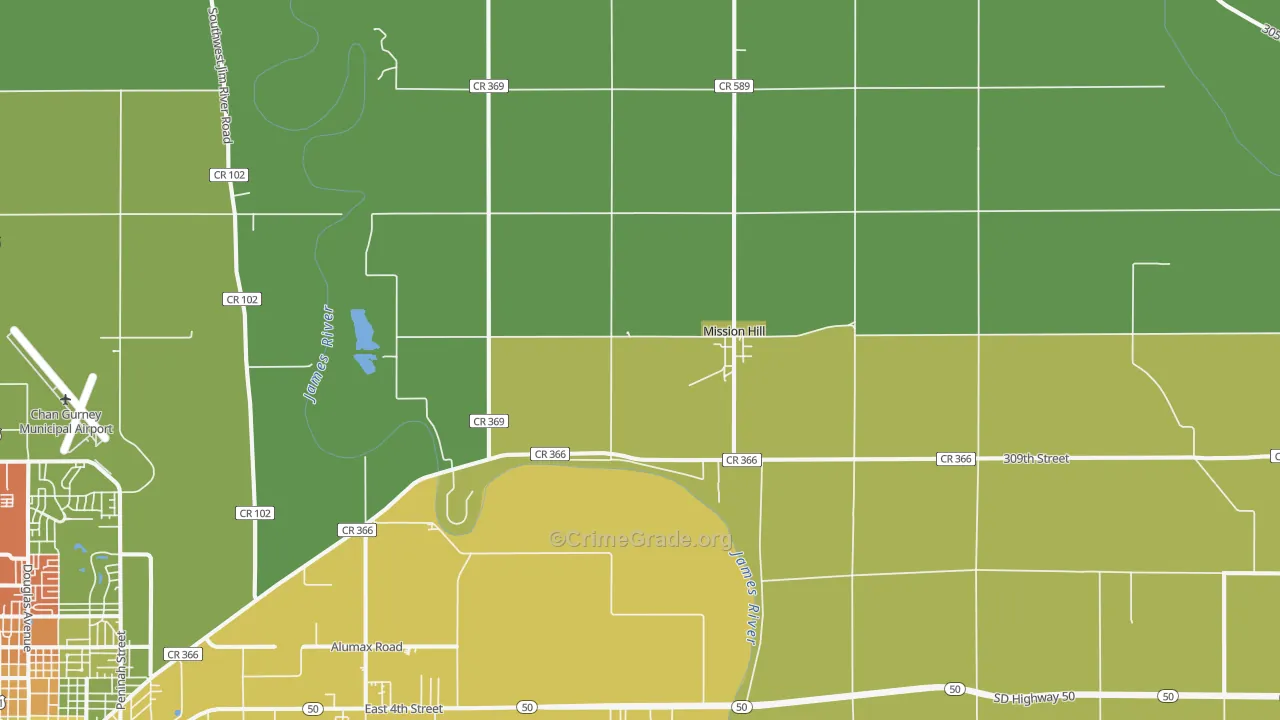 Mission Hill, SD Map of Drug-Related Crime Rates