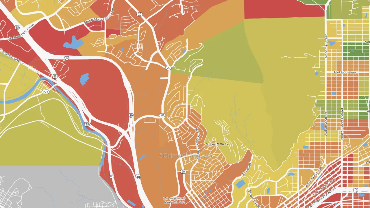 Mission Hills, El Paso, TX Map of Drug-Related Crime Rates