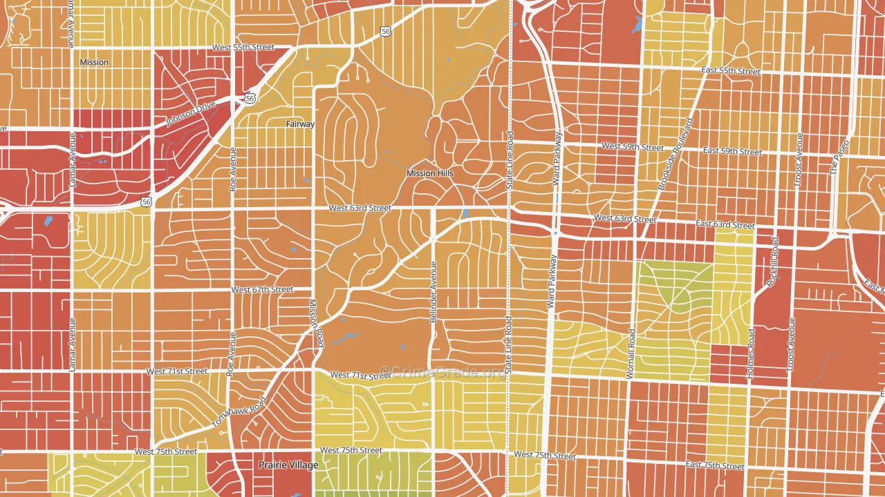 Mission Hills, KS Map of Drug-Related Crime Rates