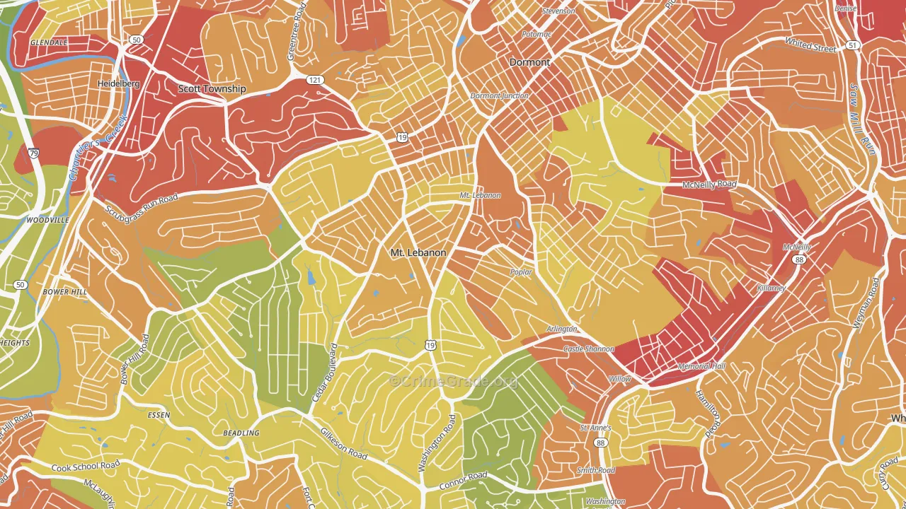 Mission Hills, Pittsburgh, PA Map of Drug-Related Crime Rates