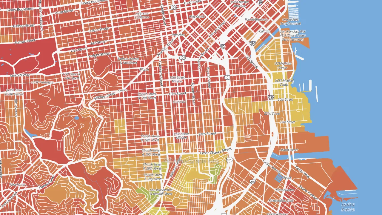 Mission, San Francisco, CA Map of Drug-Related Crime Rates