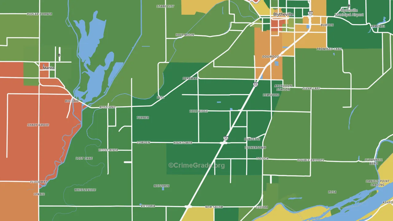 Mississippi County, AR Map of Drug-Related Crime Rates
