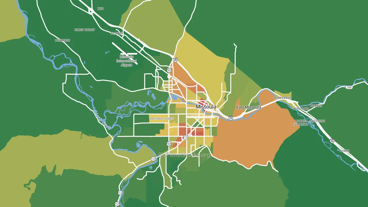 Missoula County, MT Map of Drug-Related Crime Rates