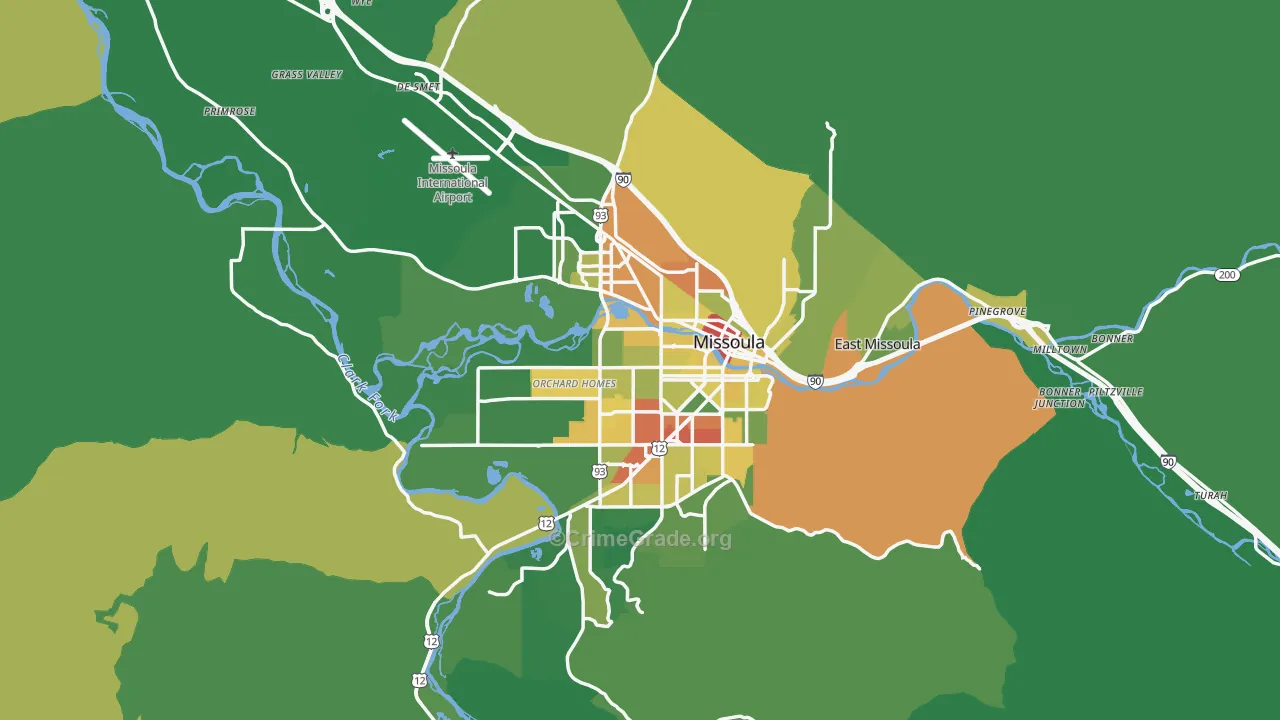 Missoula, MT Map of Drug-Related Crime Rates