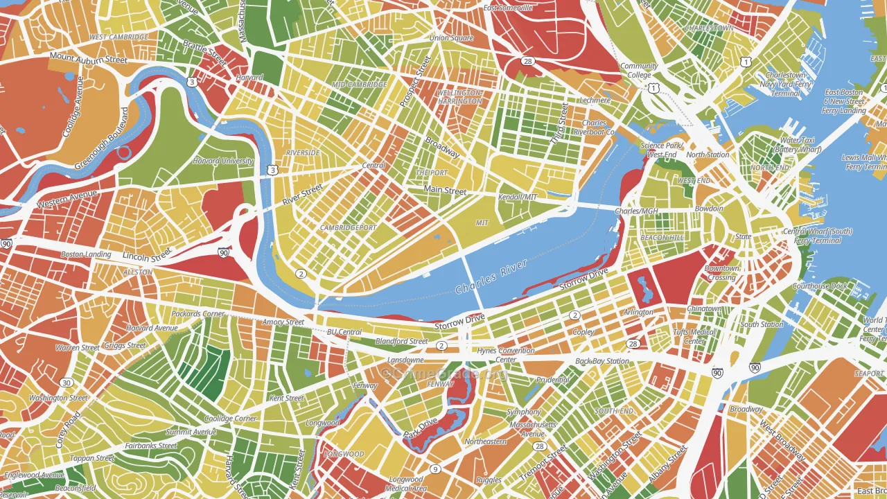 MIT, Cambridge, MA Map of Drug-Related Crime Rates
