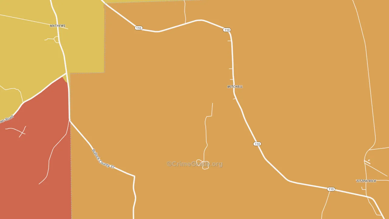 Mitchell, AL Map of Drug-Related Crime Rates