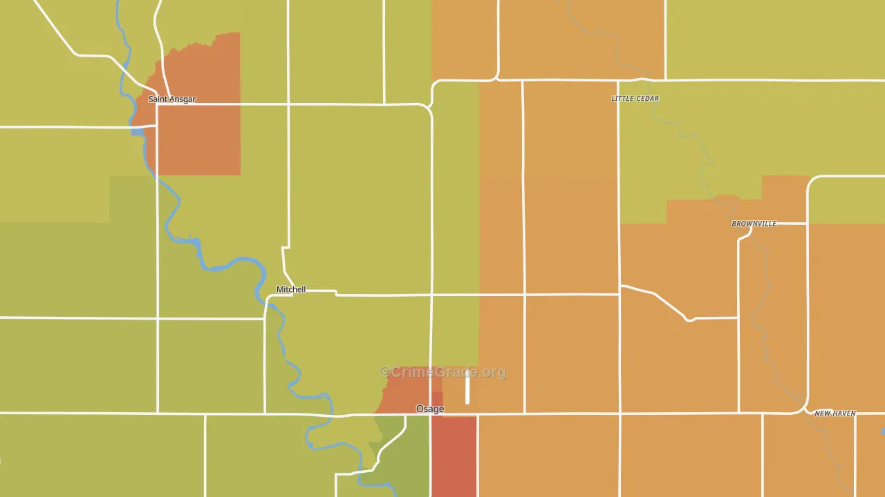 Mitchell County, IA Map of Drug-Related Crime Rates