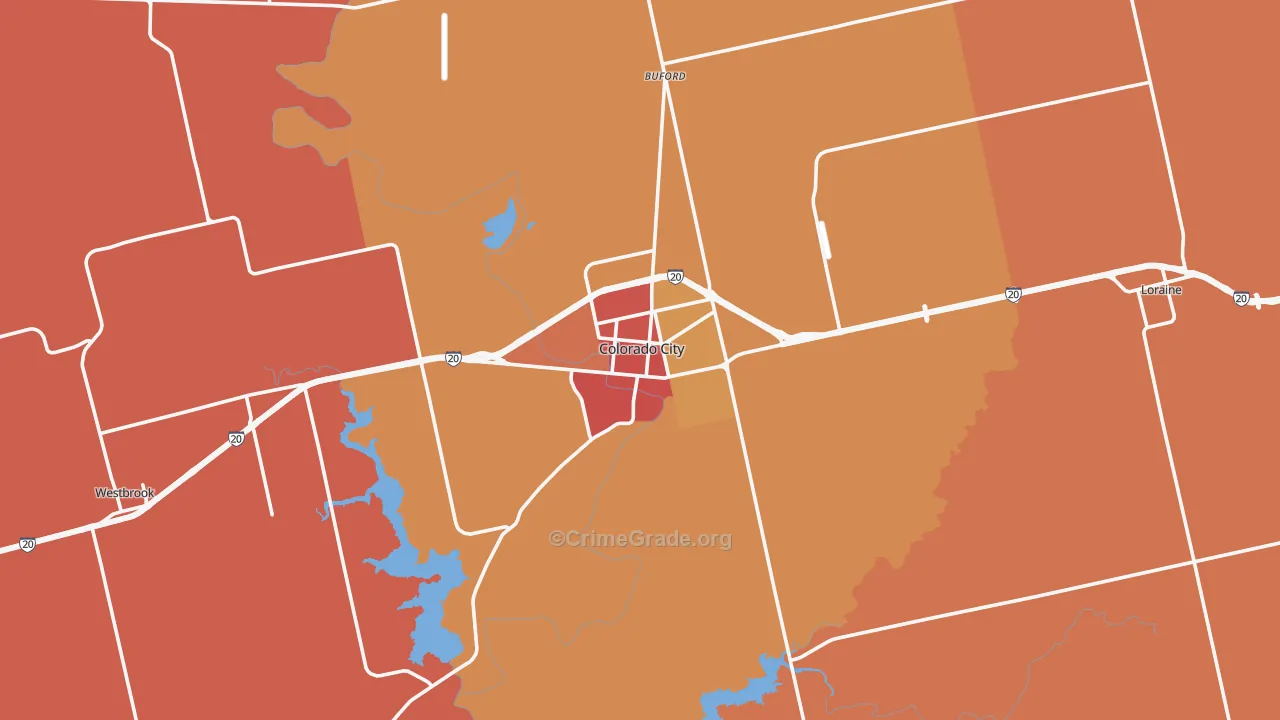 Mitchell County, TX Map of Drug-Related Crime Rates