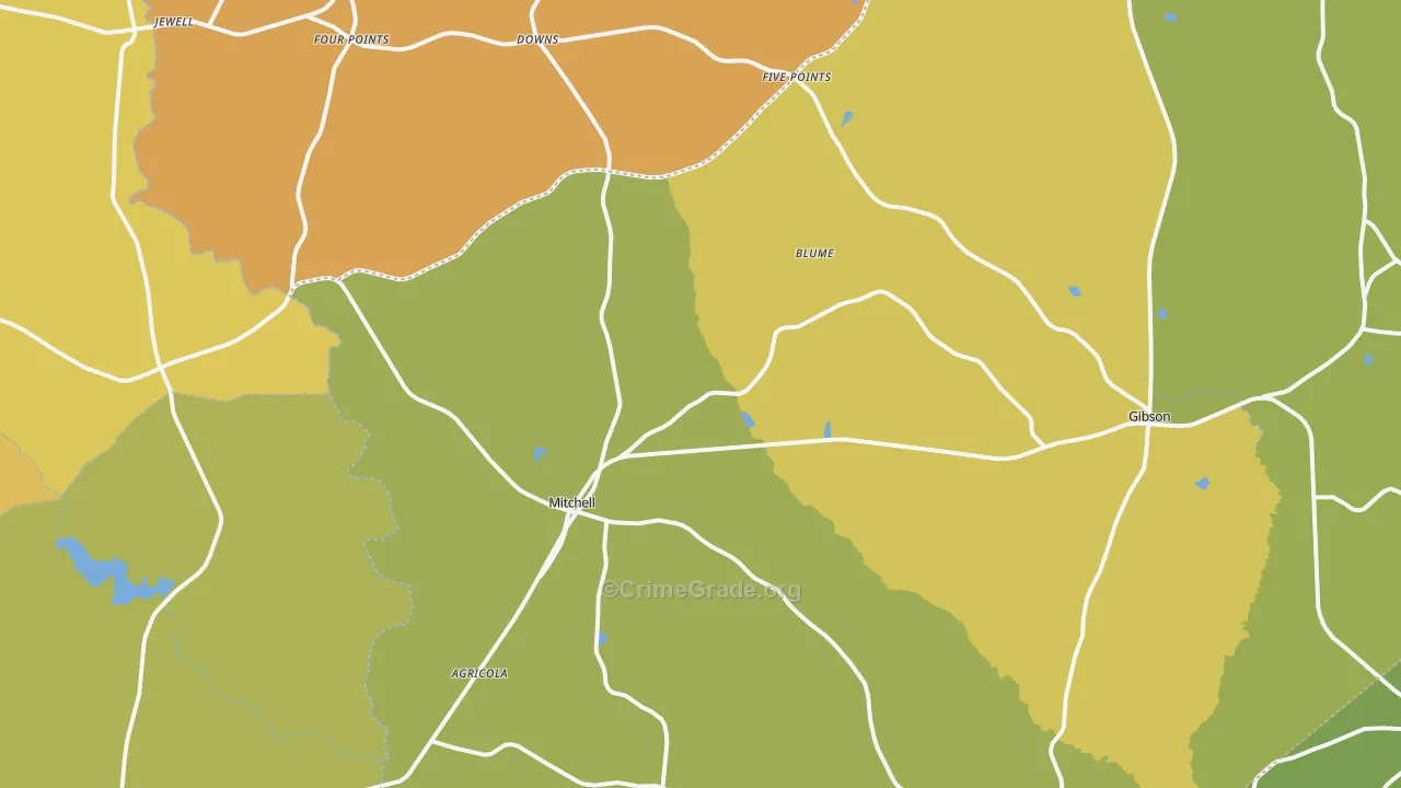 Mitchell, GA Map of Drug-Related Crime Rates