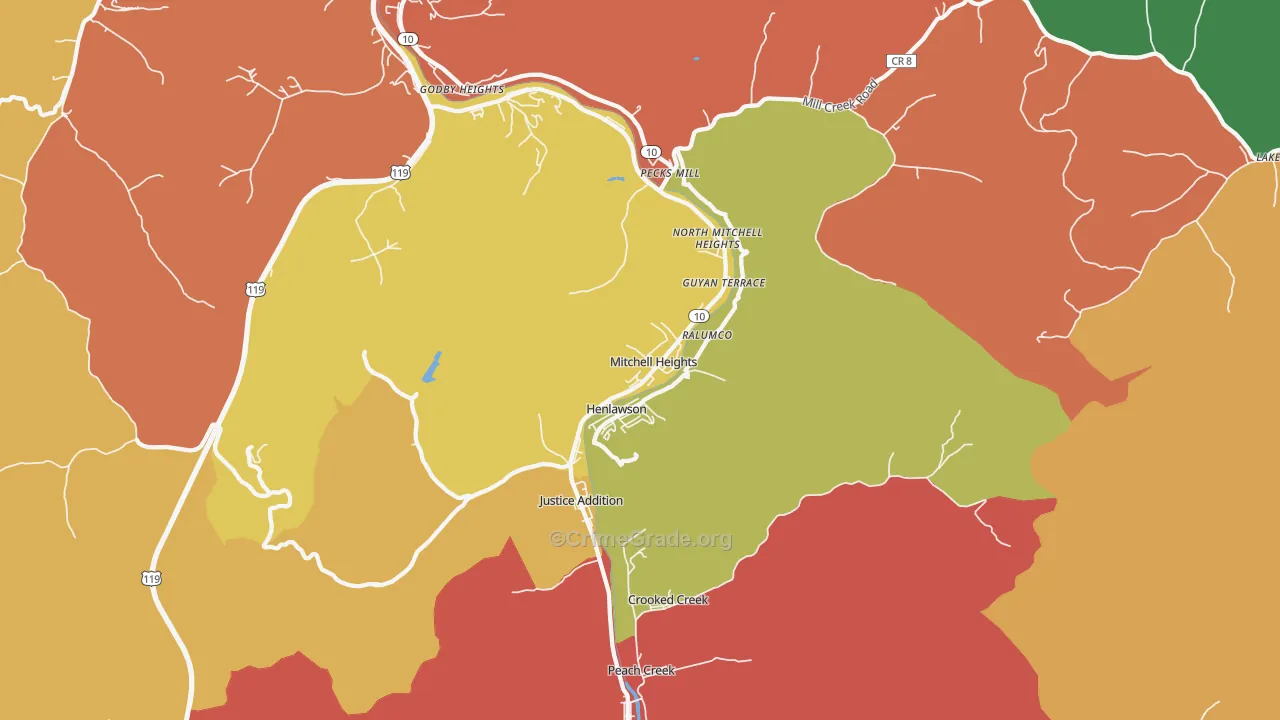 Mitchell Heights, WV Map of Drug-Related Crime Rates