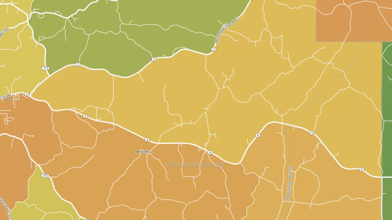 Mitchell, MS Map of Drug-Related Crime Rates