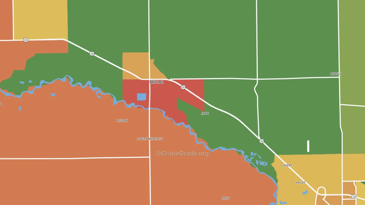 Mitchell, NE Map of Drug-Related Crime Rates