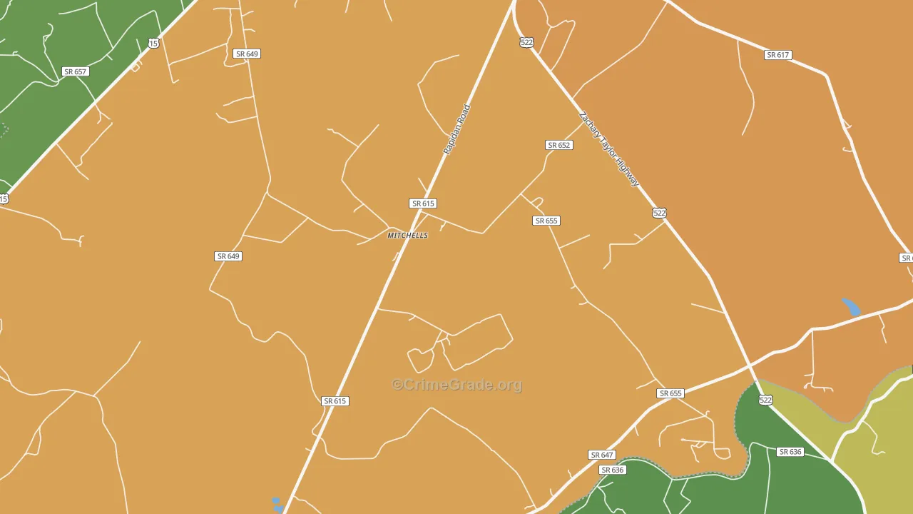 Mitchells, VA Map of Drug-Related Crime Rates