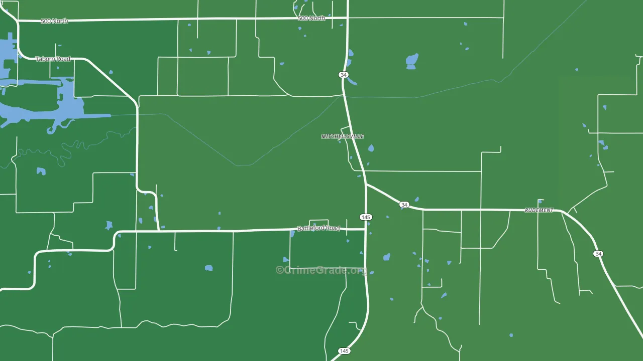 Mitchellsville, IL Map of Drug-Related Crime Rates