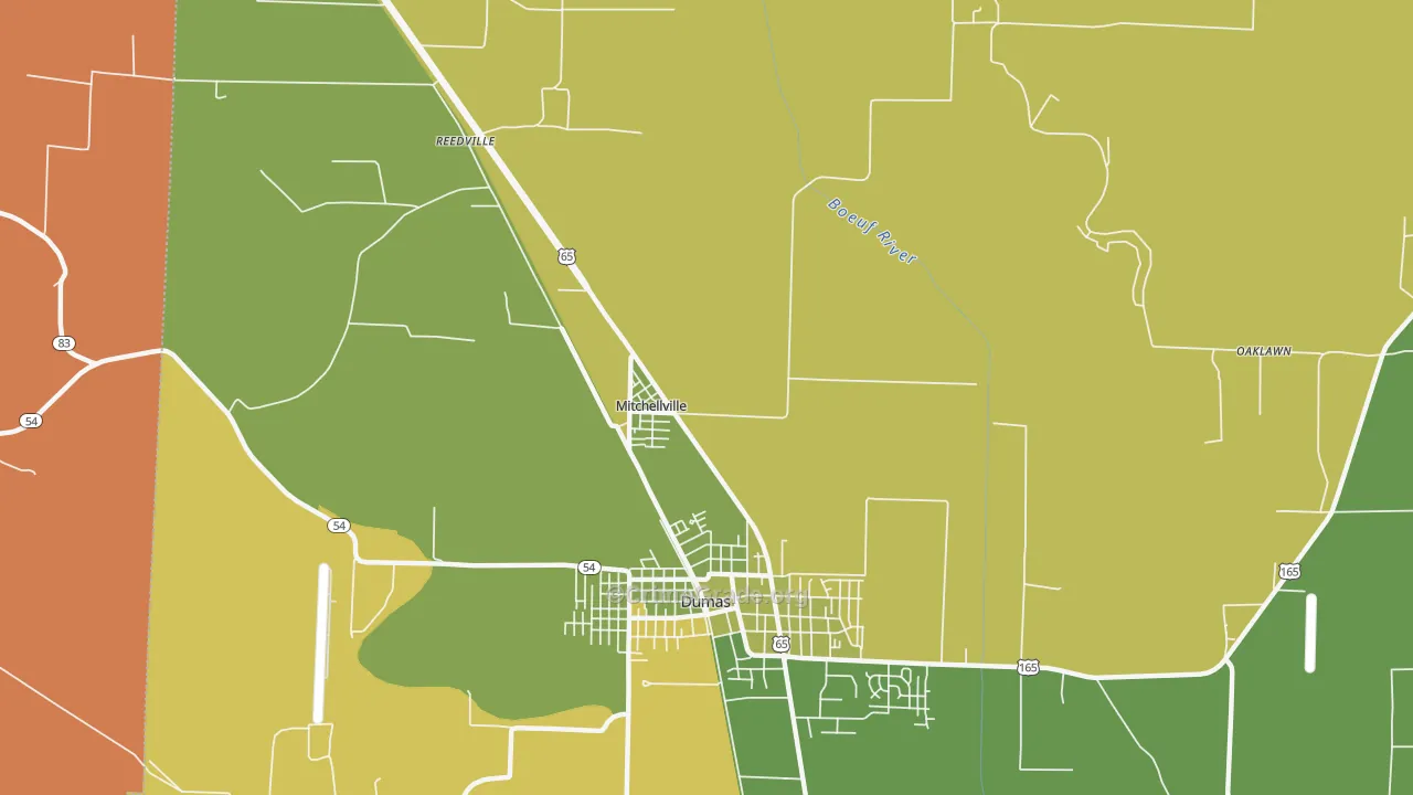Mitchellville, AR Map of Drug-Related Crime Rates