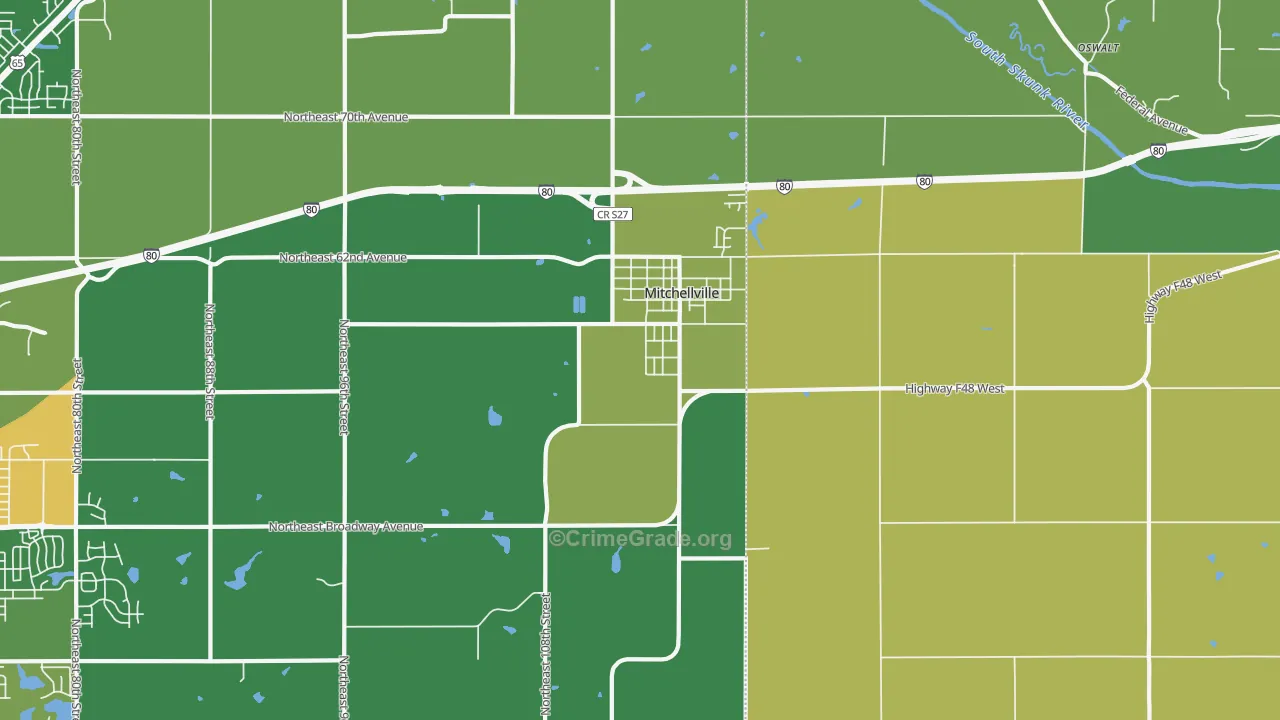 Mitchellville, IA Map of Drug-Related Crime Rates