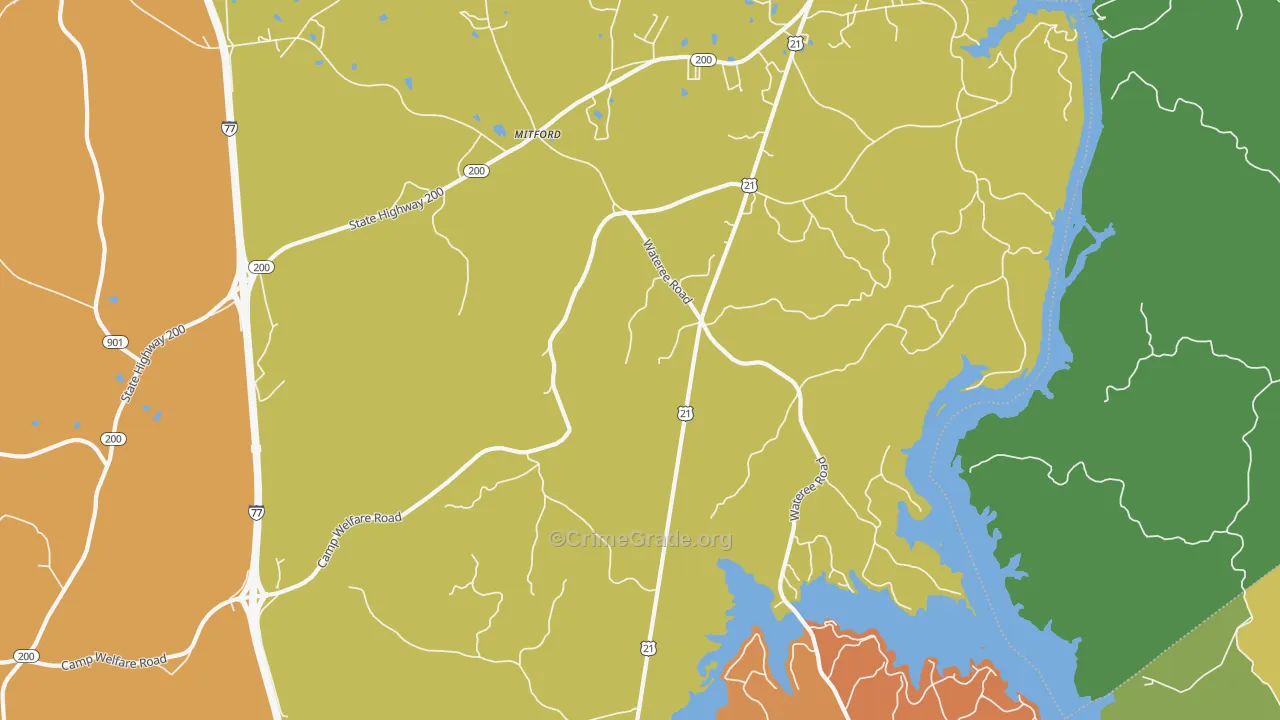 Mitford, SC Map of Drug-Related Crime Rates