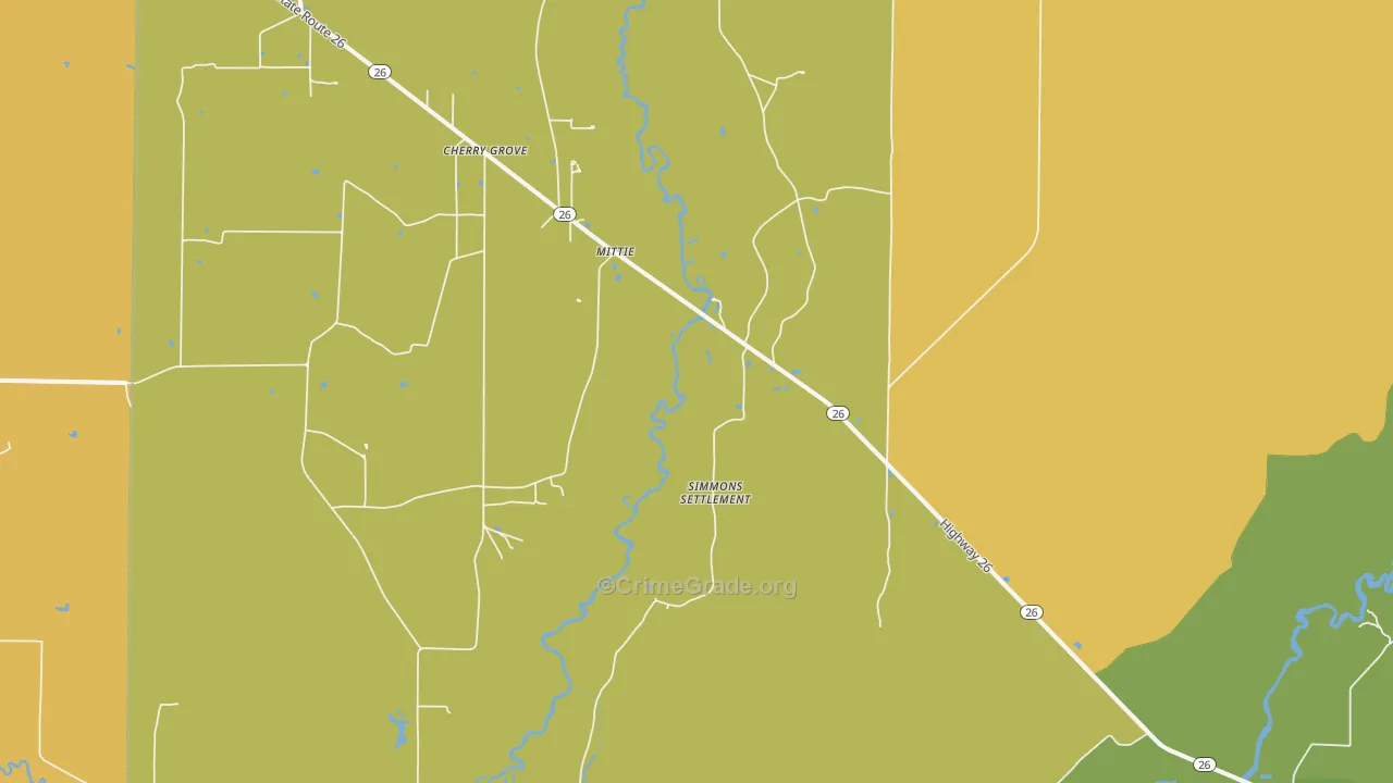 Mittie, LA Map of Drug-Related Crime Rates