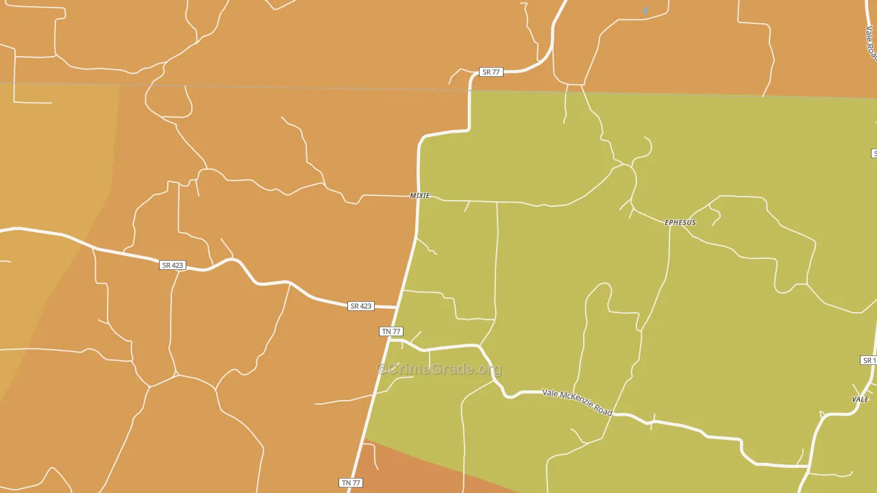 Mixie, TN Map of Drug-Related Crime Rates