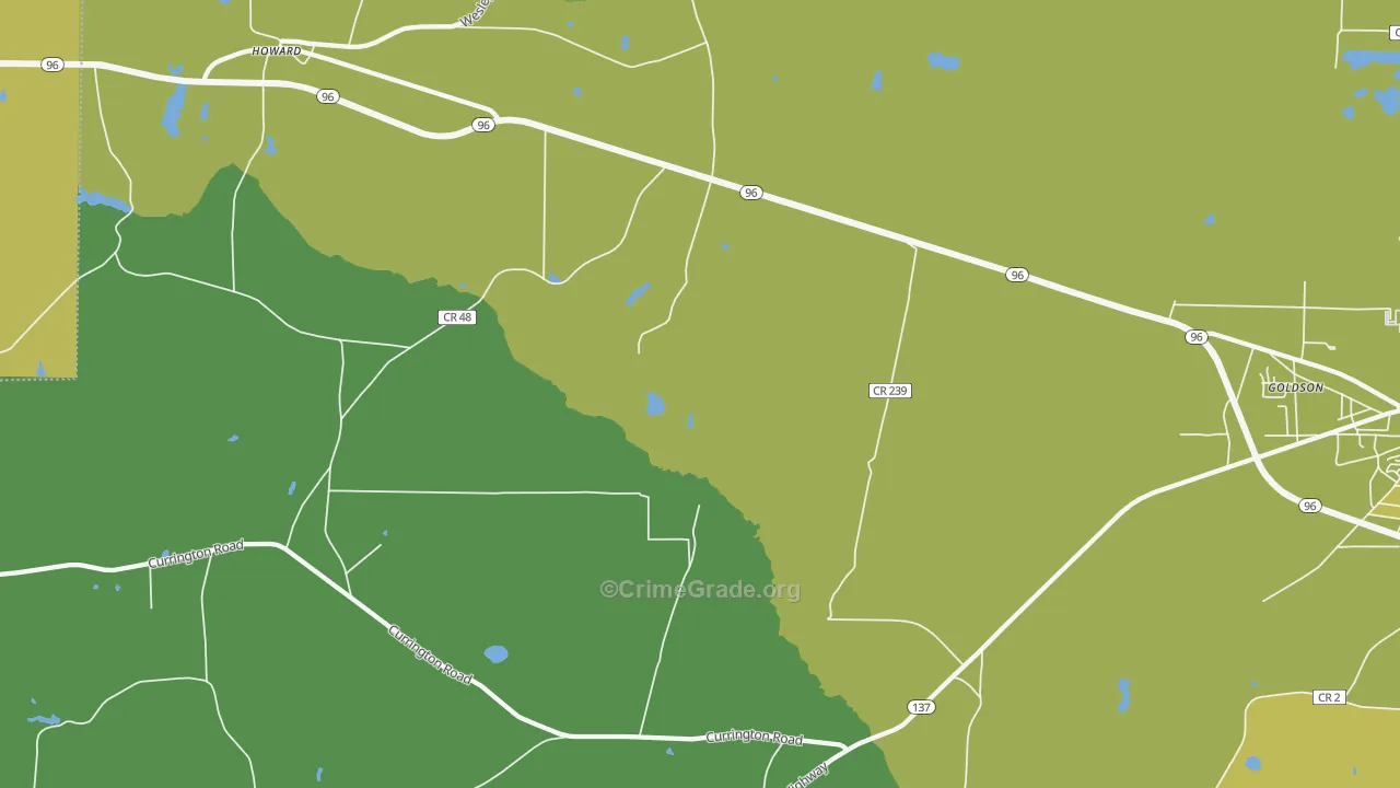 Mizell, GA Map of Drug-Related Crime Rates