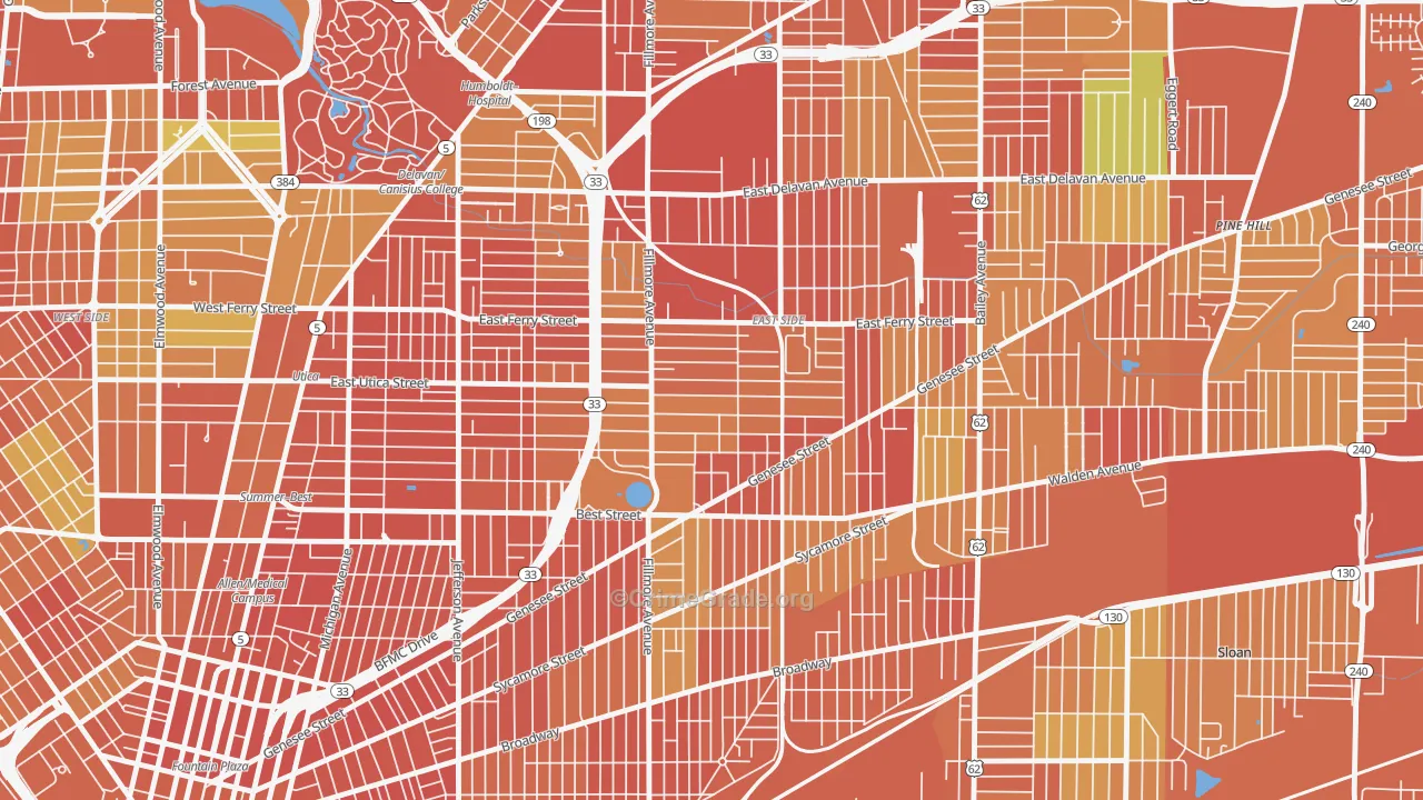 Mlk Park, Buffalo, NY Map of Drug-Related Crime Rates