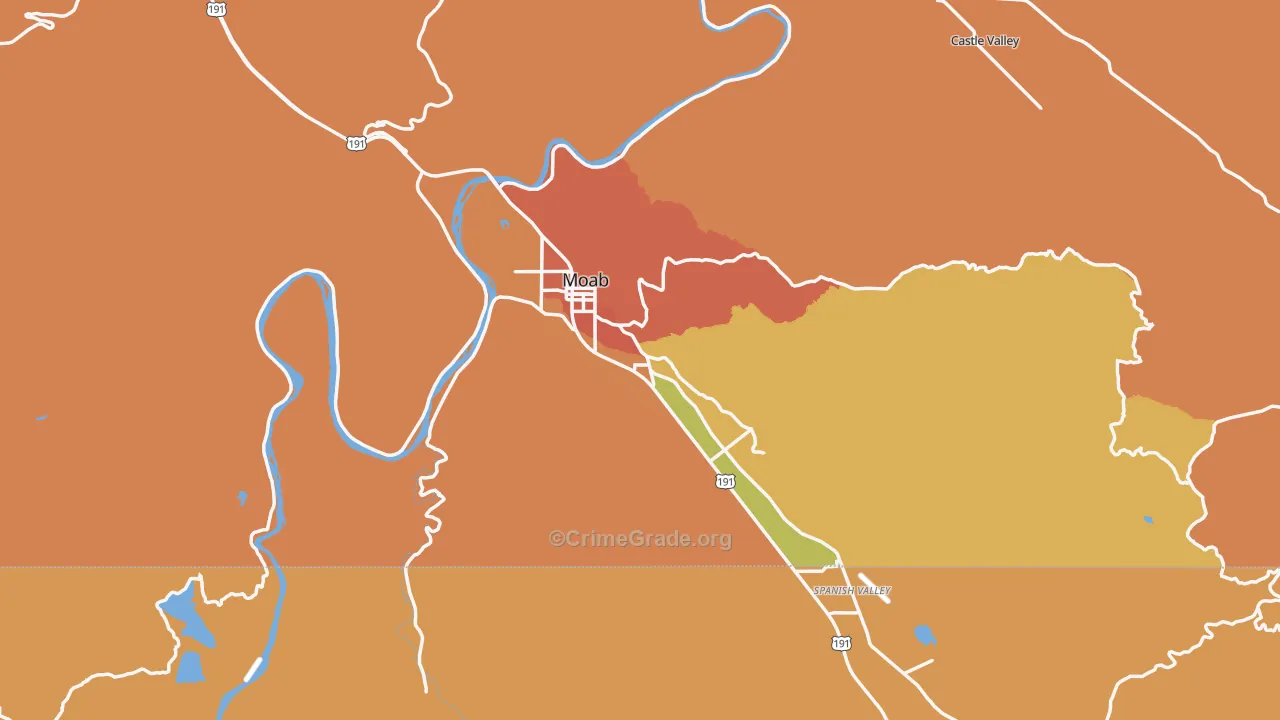 Moab, UT Map of Drug-Related Crime Rates
