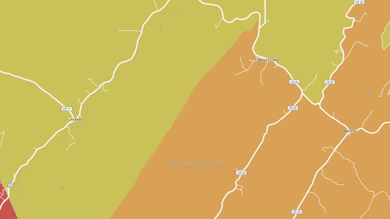 Moatstown, WV Map of Drug-Related Crime Rates