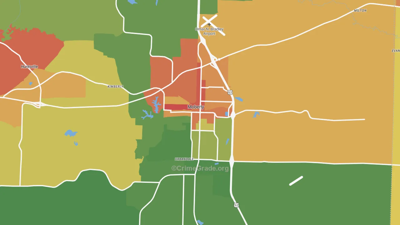 Moberly, MO Map of Drug-Related Crime Rates