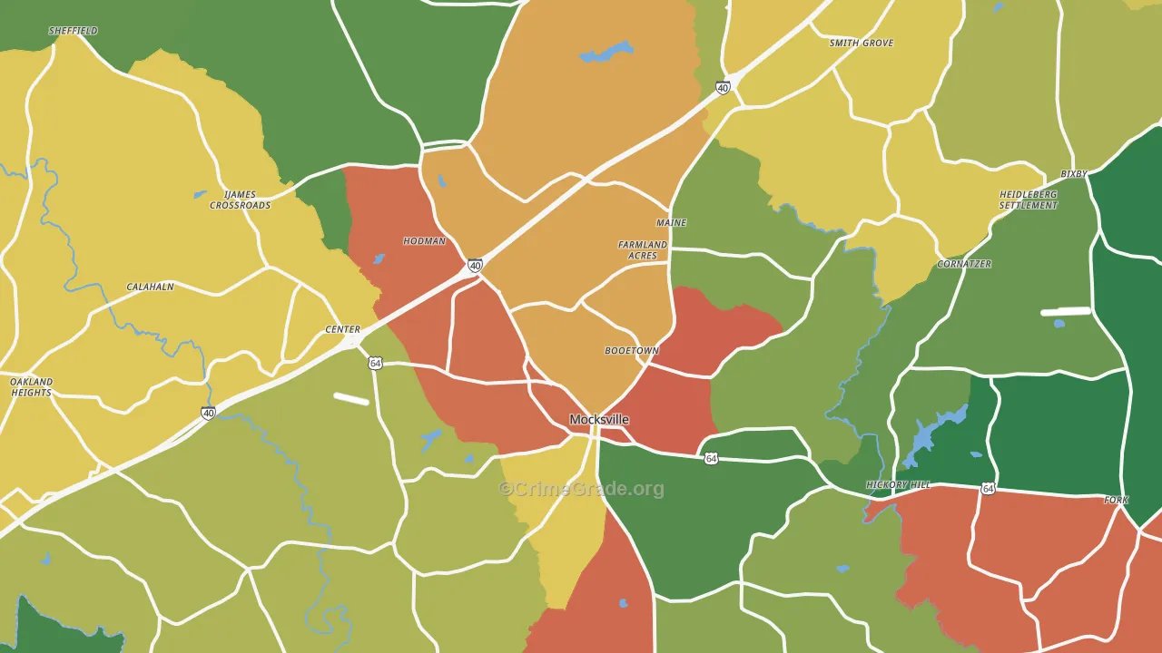 Mocksville, NC Map of Drug-Related Crime Rates