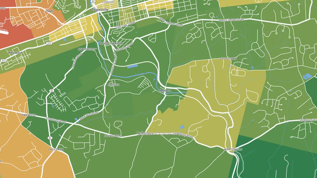 Modena, PA Map of Drug-Related Crime Rates