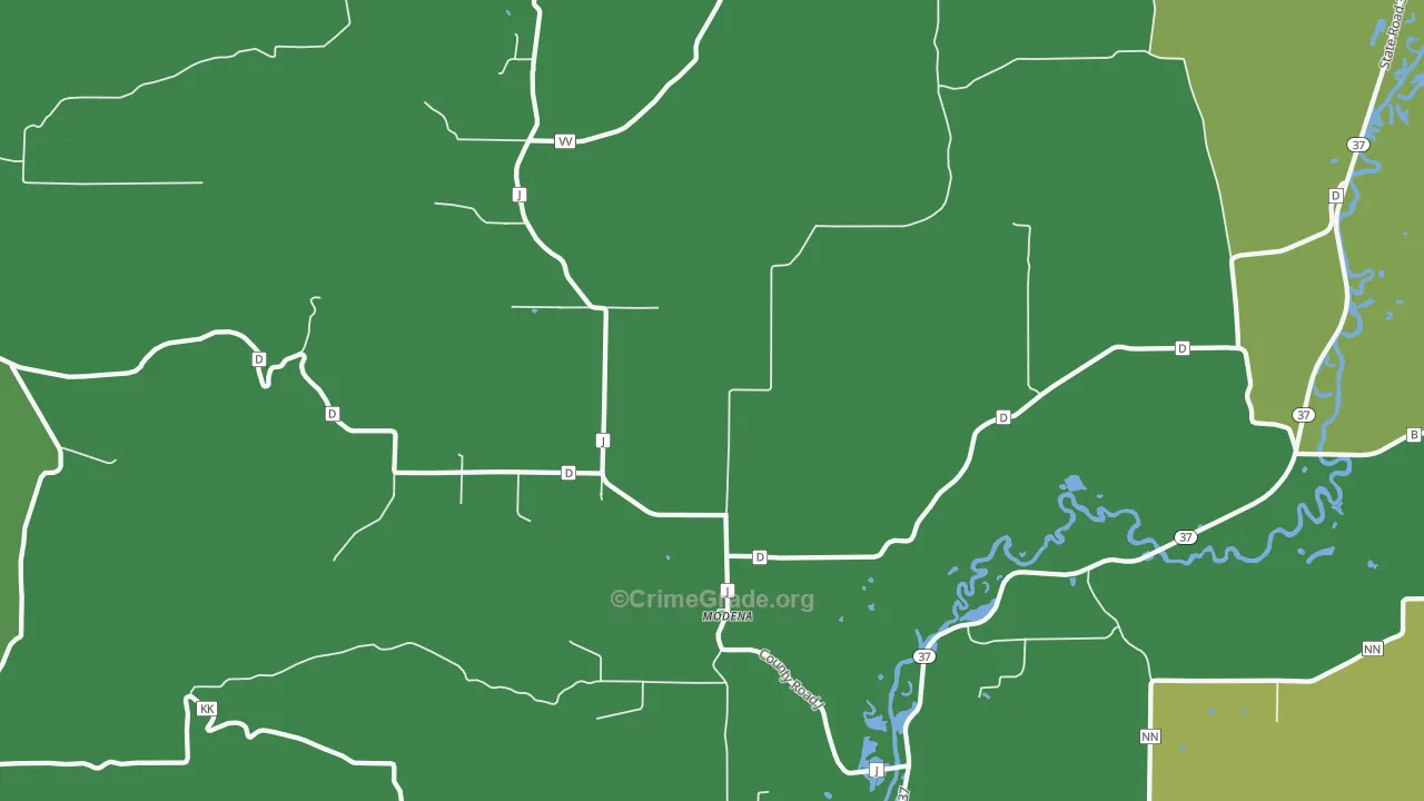 Modena, WI Map of Drug-Related Crime Rates