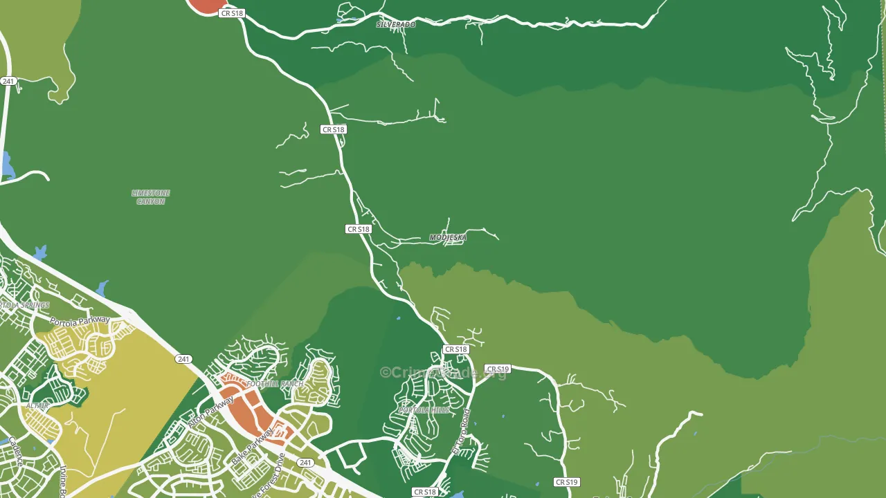 Modjeska, CA Map of Drug-Related Crime Rates