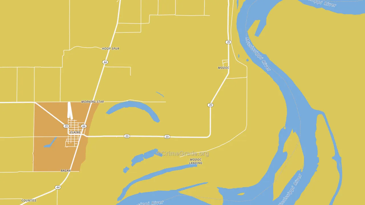 Modoc, AR Map of Drug-Related Crime Rates